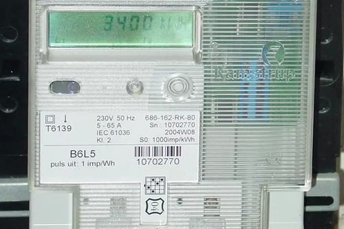 Solid state electricity meter in a home in Holland.