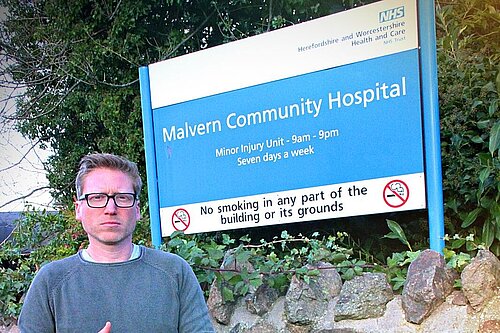 Dan outside Malvern Hospital