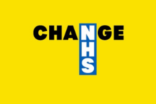 "Change NHS: help build a health service fit for the future" logo