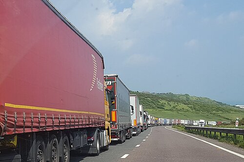 Lorry queues in Dover TAP A20