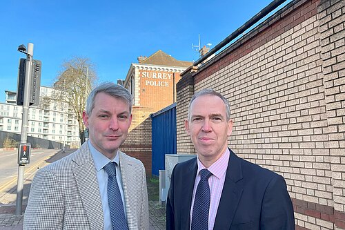 Will and Paul Kennedy outside Surrey Police