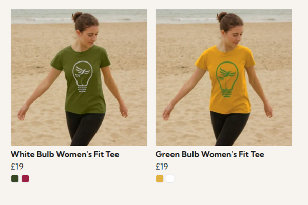 yellow and green lightbulb women's tee